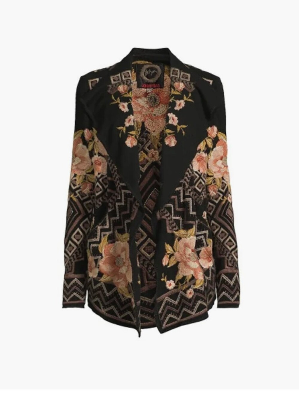 Johnny Was Black "Biya" Floral-Print Open Cardigan - Picture 6 of 9